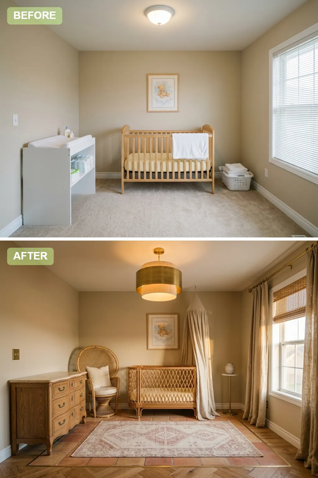 5. Coastal Boho — nursery before and after
