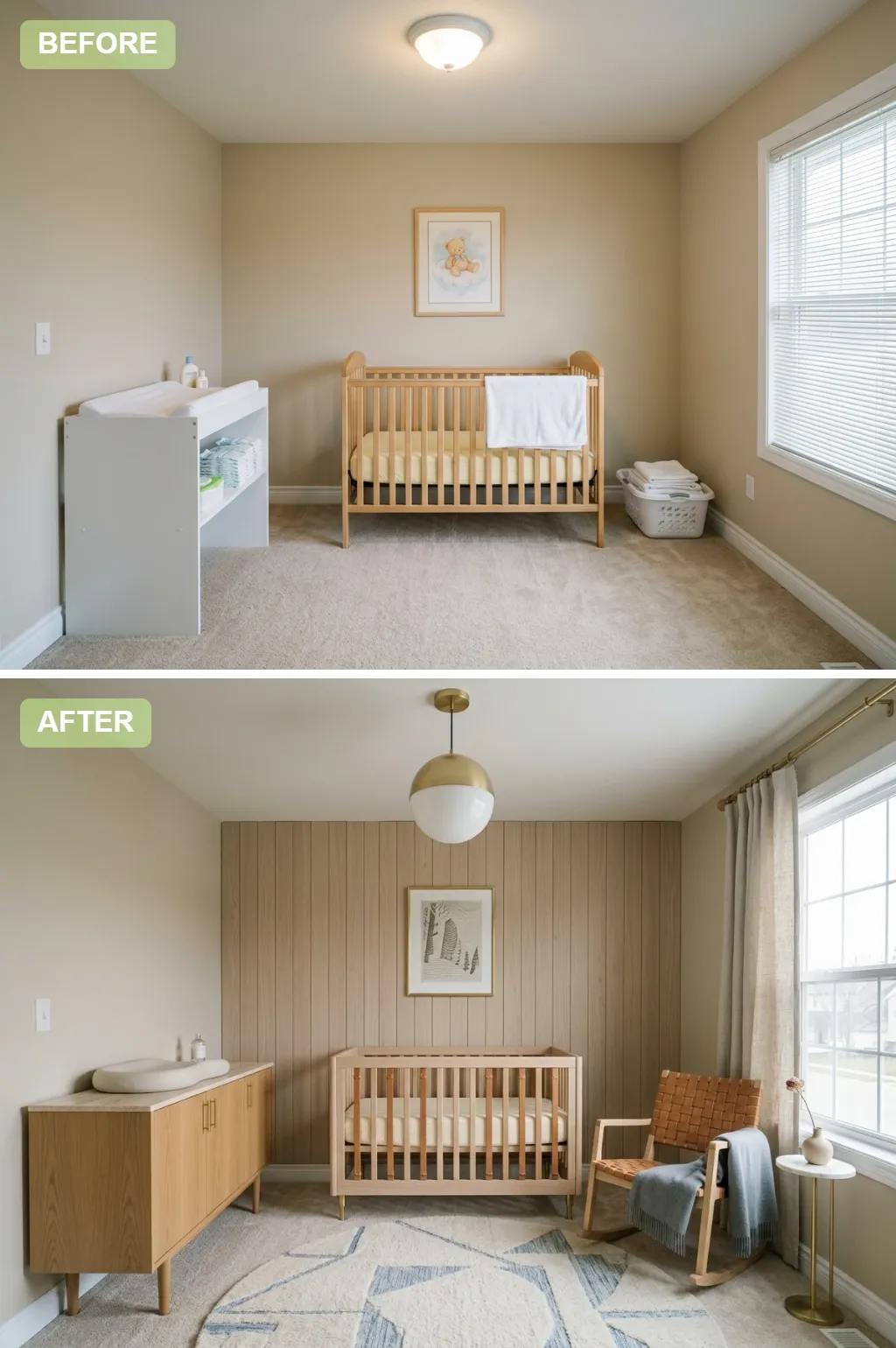 7. Scandinavian & Japandi — nursery before and after