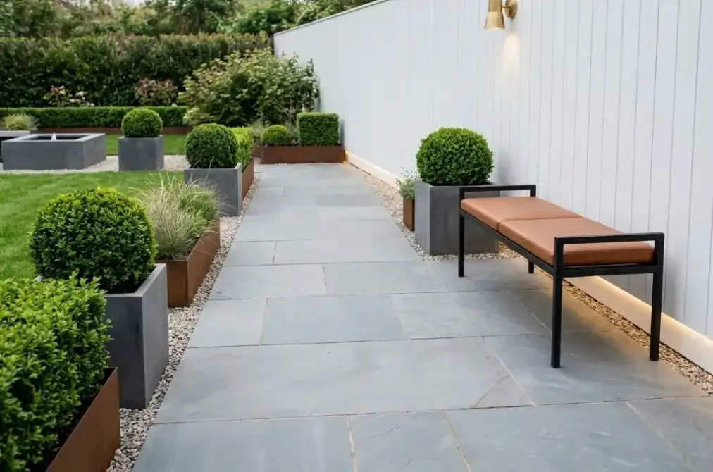 One crumbling concrete garden path reimagined twelve ways as a beautiful walkway — before and after
