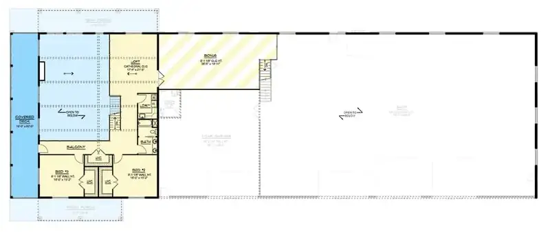 Second floor — two bedrooms with Jack-and-Jill bath, loft overlooking great room, bonus room over garage, covered balcony