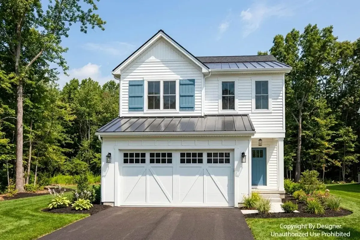 Detailed exterior trim and window study of modern farmhouse plan 140051RK