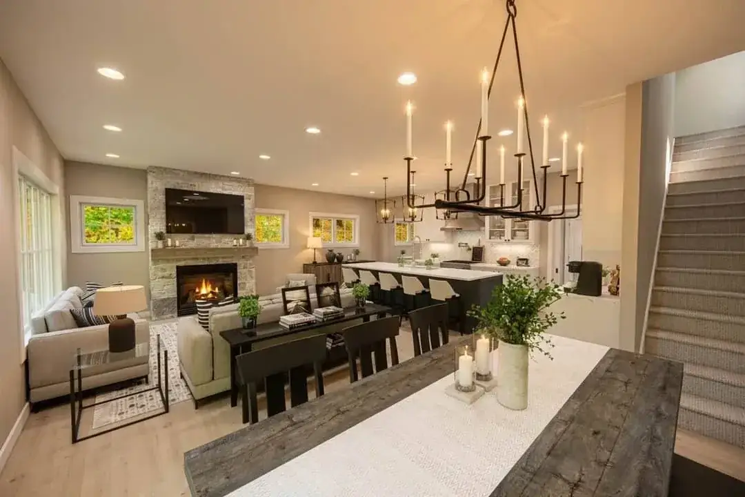 Main-level laundry room in the compact modern farmhouse