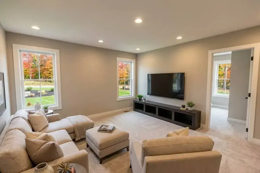 Primary bedroom suite interior in modern farmhouse plan 140051RK