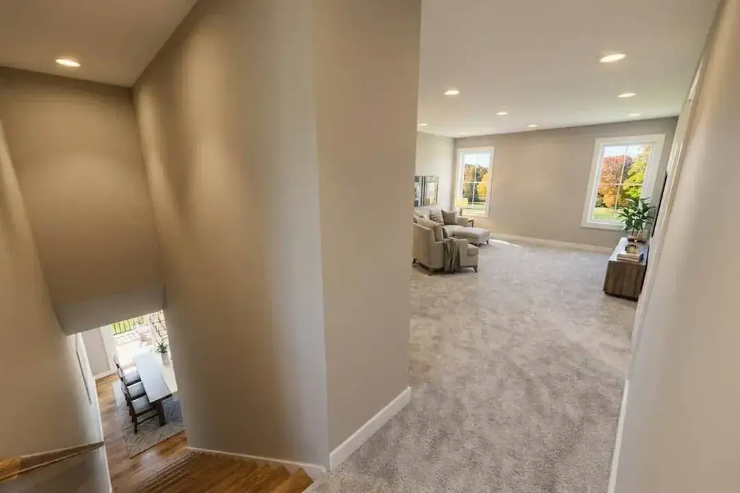 Walk-in closet in the primary suite of the modern farmhouse